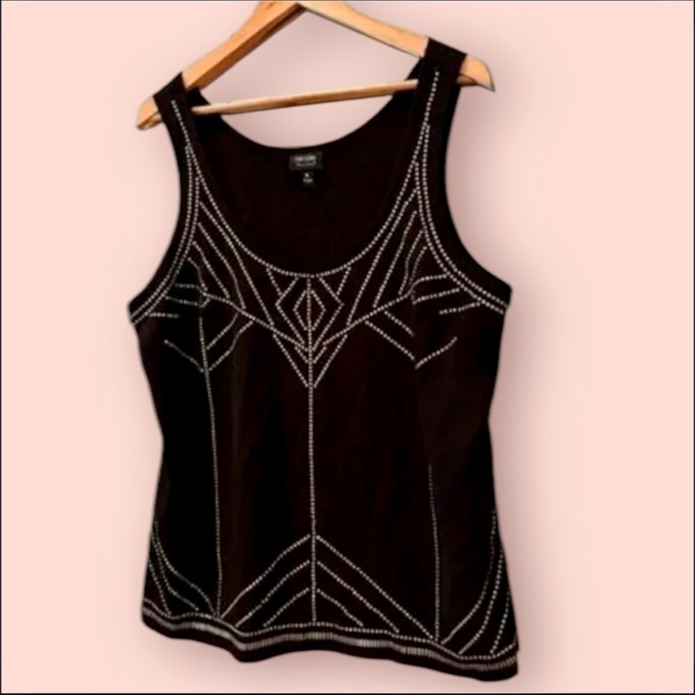 Nicole by‎ Nicole Miller Beaded Top Size XL Black/Gold